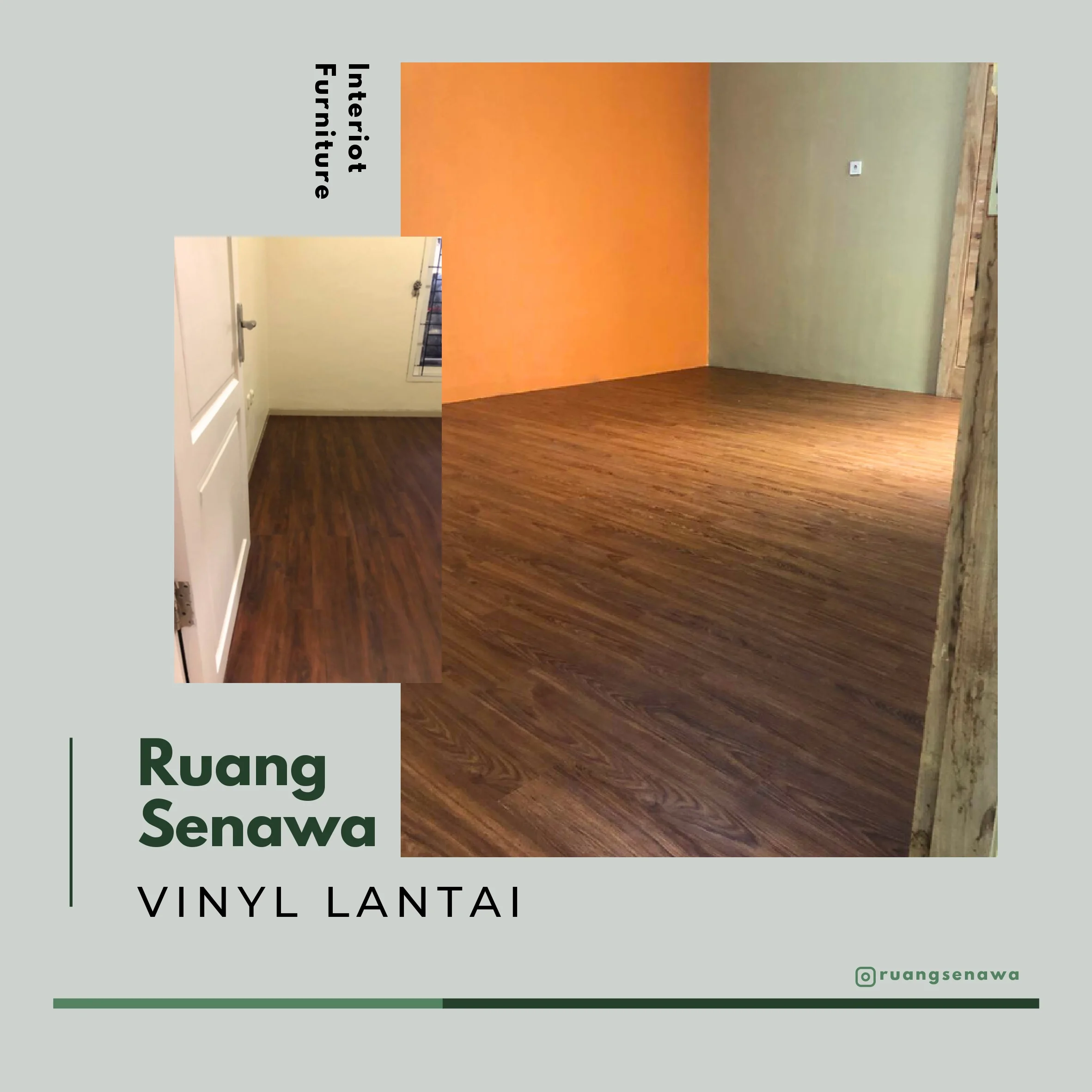 Dark Wood Parquet Vinyl Flooring — Pemasangan lantai parket/vinyl motif kayu cokelat tua anti air Kota Palu Ruang Senawa